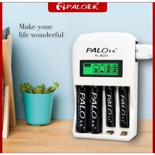 PALO 4 Slots Smart Charger Quick LCD Display Battery Charger For 1.2V AA AAA NI-MHReachargeable Batteries