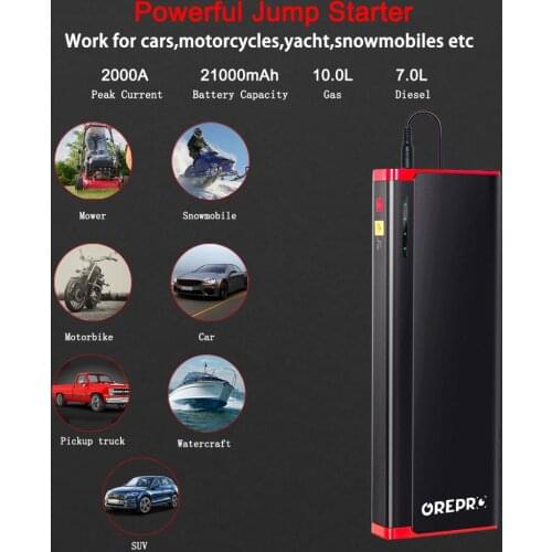 GREPRO Jump Starter Booster 2000A Car jump starter 12V Vehicle buster starting device Auto Emergency start Battery Power Bank