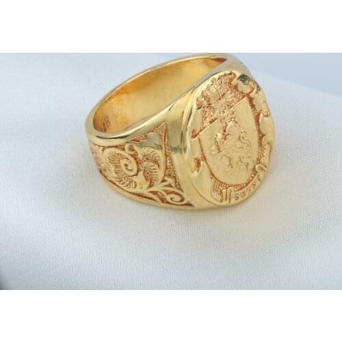 Vintage Golden Rings Samurai Military Uniform Carved Bird Unusual Jewelry Men Viking Punk Crown Lion Exaggerated Big Ring Gifts