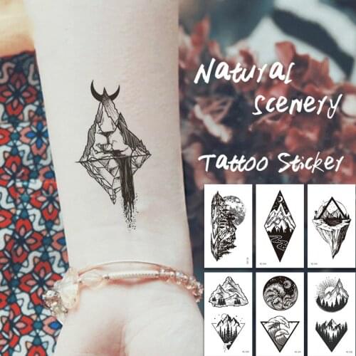 Temporary Tattoo Sticker Sexy Retro Personality Black Hand Drawn Design Arm Body Art Waterproof Fake Tattoo Sticker Women Men