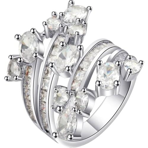 Full Micro Pave Cubic Zirconia Flower Rings Female Elegant CZ Plant Womens Finger Ring For Engagement Dropshipping Bijoux Femme