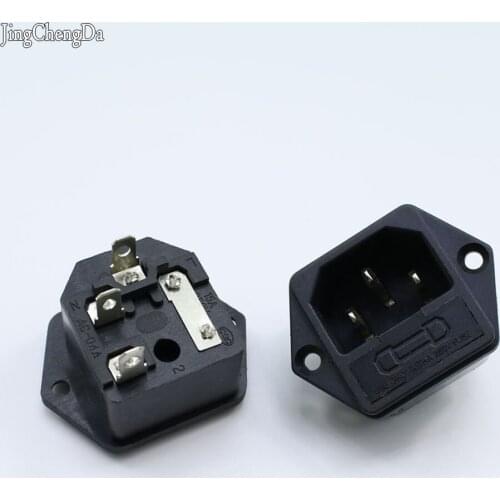 1pcs 3-PIN IEC 320 C14 Male Power Cord Inlet Socket Receptacle Connector With Fuse Holder FOR Audio AMP 250V 10A Rohs CCC TUV CE