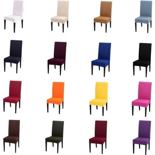 1Pc Solid Color Chair Cover Spandex Elastic Slipcovers Chair Covers For Home Office Dining Room Wedding Banquet Hotel Kitchen