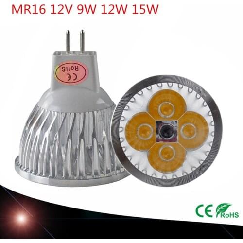 1PCS High power chip LED bulb MR16 9W 12W 15W 12V Dimmable Led Spotlights Warm Cool White MR 16 base LED lamp