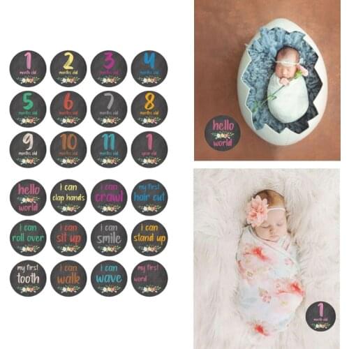 12 Pcs Floral Baby Monthly Stickers Memory Recording Milestone Stickers Props