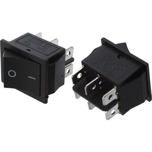 2Pcs KCD4 6pin 250V/15A 125V/20A AC ON/OFF DPDT Rocker Switch Black