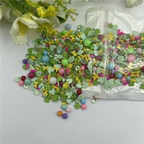 20g Green heart mixing Snow for Resin DIY Supplies Nails Art Polymer Clear Clay accessories DIY Sequins scrapbook shakes Craft