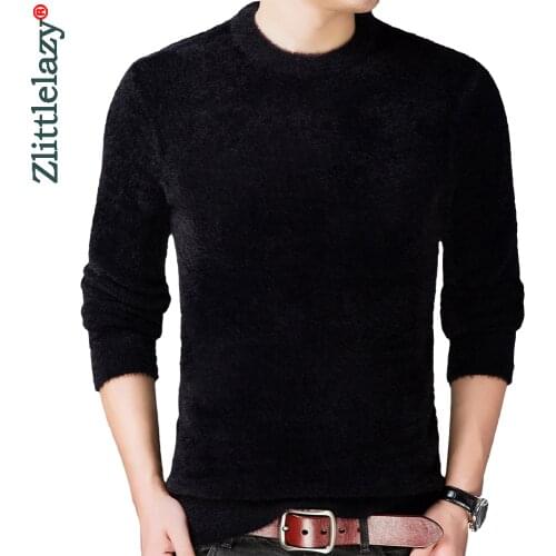 2021 Casual Knitted Thick Mink Sweater Men Pullover Clothing Fashion Solid Clothes Knit Winter Warm Mens Sweaters Pullovers 1901