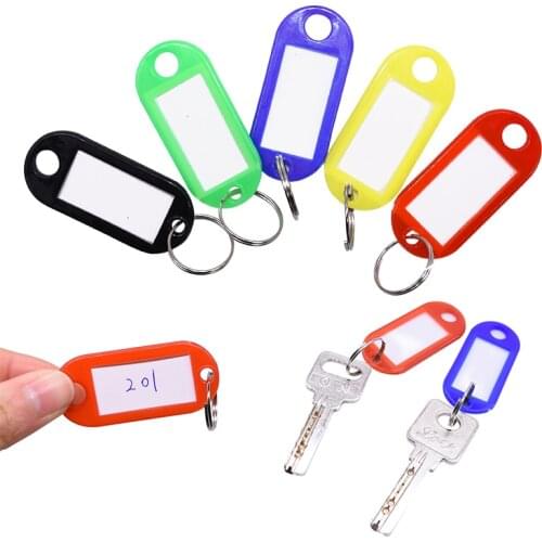 50Pcs Multicolor Plastic Keychain Key ID Label Tags Luggage ID Tags Hotel Number Classification Card with Key Rings Keychain