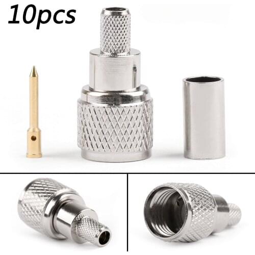 Areyourshop Mini-UHF Male Crimps Connector For RG-58/U Cable for Motorola Radio Antenna 10Pcs 50ohm Hot Sale Plug Jack