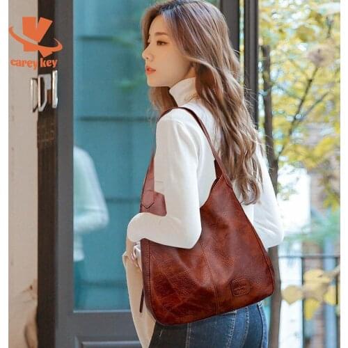 CAREY KAY Women Vintage Designer Luxury Handbags Female Vintage Shoulder Bags Large Capacity Fashion Brand Soft PU Buckets