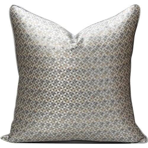 Small Grid Silver Gray Hug Pillowcase Polyester Jacquard Backrest Pillow Case Simple Satin Single-Sided Printing Pillowcase