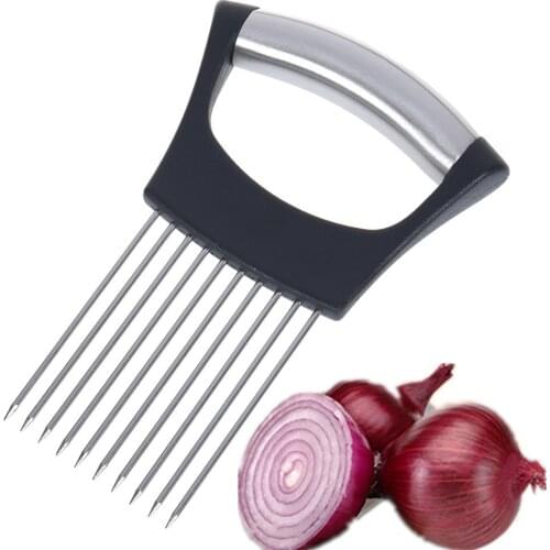 Stainless Steel Onion Slicers Holder Vegetable Tomato Shredders Kitchen Tools for Slicing Meat Cheese Blocks Pin Needle