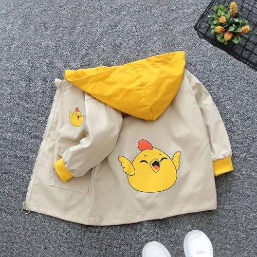 2021 Spring Summer Autumn Girls Boys Cute Cartoon Print Hooded Thin Jacket Baby Kids Children Coat Two Colors