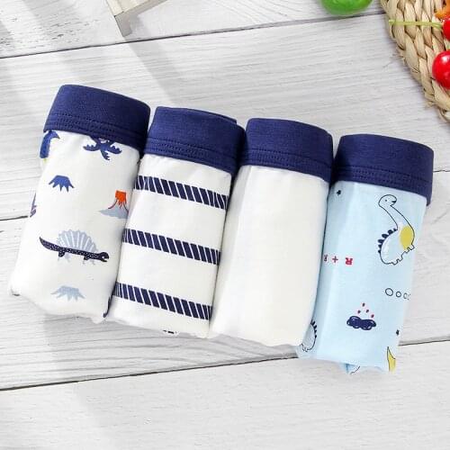 4 Pcs/lot Cotton Shorts Boys underwear Kids Underwear briefs Panties Cartoon Pattern Soft Boxer for 4-14 years old wholesale