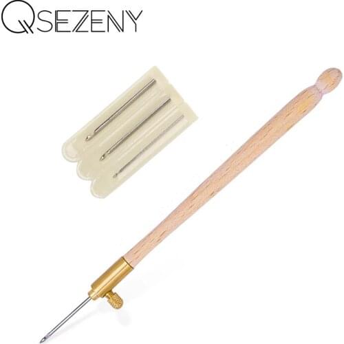 Embroidery Punch Needle with 3 Needles Punch Pen Embroidery Cross Stitch Craft Kit French Crochet for Sewing Knitting