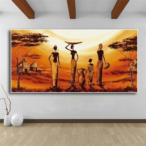 Painting on Canvas Large Size Abstract African Woman Wall Art Posters and Prints Wall Picture for Living Room Home Cuadros Decor
