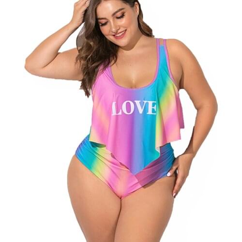 L-5XL Plus Size bikinis 2021 mujer Fashion Tie Dye Love Print Swimsuit Bath Suit Two Piece Swimwear Beachwear купальник женский