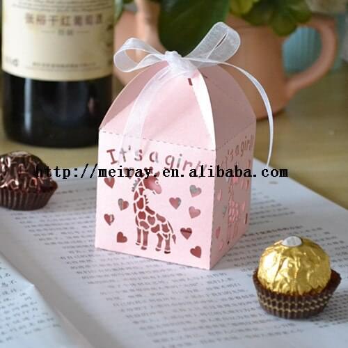 Laser cut baby girl gifts boxes for party , baby shower gift for candy