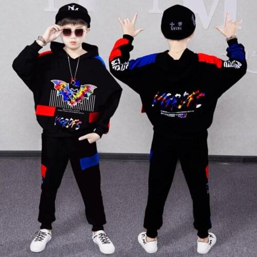 Boys Clothing Clothes for Boys Spring Autumn Hooded Cartoon Bat Sportwear Clothing Sports Set 6 8 9 10 12 14 Year Teen Clothes