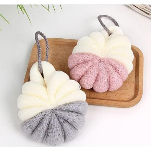 PE Environmental Flower Bath Ball Brush Tubs Scrub Shower Body Cleaning Massaging Mesh Wash Sponge Bathroom Supplies Accessories