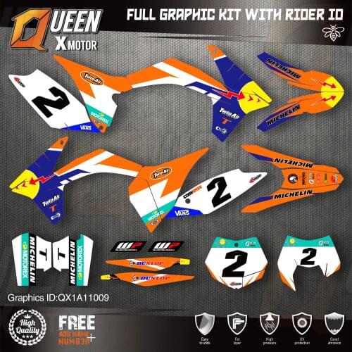 QUEEN X MOTOR Custom Team Graphics Decals Stickers Kit For KTM 2011 2012 SX SXF , 2012 2013 EXC XC-W EXC-F 009