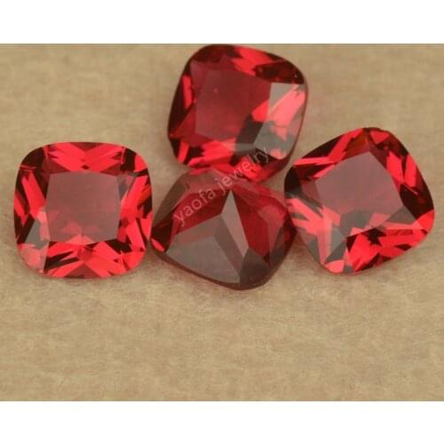Sale 3x3~12x12mm 5A 5# Dark Rose Red Glass Stone Beads Square Cushion Shape Princess Cut Synthetic Glass Gems For Jewelry