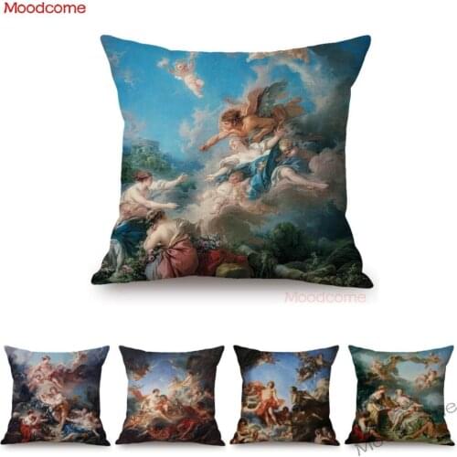 Luxurious Royal Court Francois Boucher Ancient Greek Mythology God Goddess Oil Painting Sofa Pillow Case Rococo Cushion Cover