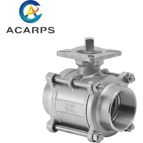 1/2" 3/4" 1" 1-1/4" 1-1/2" 2" Stainless Steel BSP High platform Thread Ball Valve Three-piece Ball Valve
