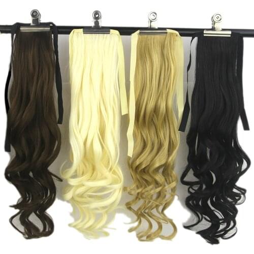 Soowee 10 Colors High Temperature Fiber Synthetic Women Hair Extensions Black Blonde Wavy Ponytail Hairpiece Pony Hair