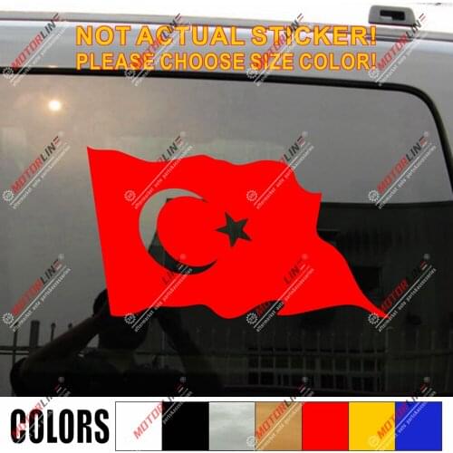 Turkey Flag Decal Sticker Waving Car Vinyl Turkish pick size color no bkgrd a