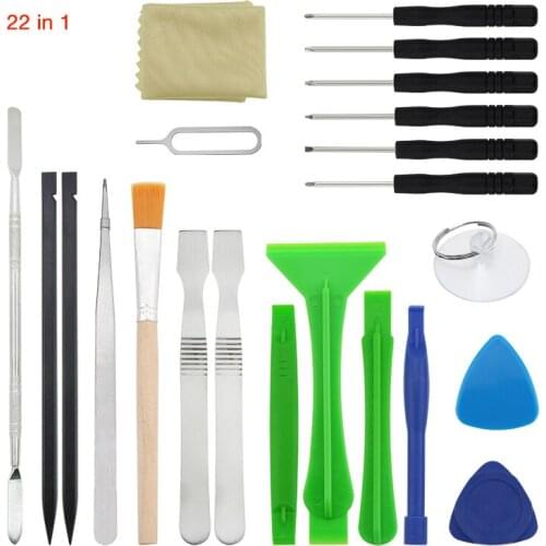 UANME 22 in 1 Mobile Phone Repair Hand Tool Kit Screwdriver Set Tweezers Metal Plastic Spudger Pry Opening Tools