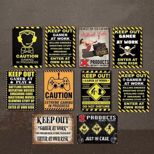 Keep Out Game At Work Vintage Metal Tin Sign Plate Wall Decoration Plaque Retro Poster Cafe Bar Store Office Home Decoration