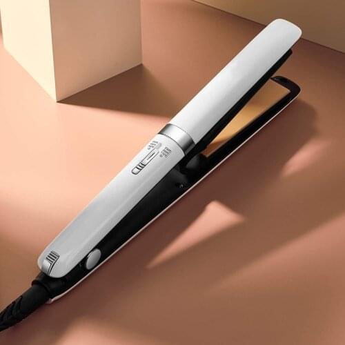 Hair Straightener Ceramic Suspension Floating Plates Straightens & Curls Iron Dual Voltage Auto Shut-Off Incl Glove Clips Comb