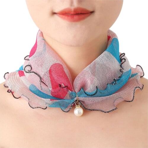 25# Women Sun Proof Thin Scarf Spring Summer Headband Cervical Vertebra Neck Scarf Floral Print Silk Headband Резинки Для Волос