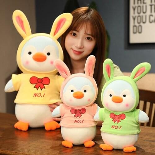 1pc 30/50CM Kawaii Penguin Turn to Rabbit Plush Toys Stuffed Soft Baby Dolls Lovely Pillows for Kids Child Christmas Gifts
