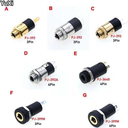 10Pcs PJ392 392A 3640 399M 3.5MM Stereo Female Sockect Jack with Screw 3.5 Audio Headphone Connector Cylindrical Socket