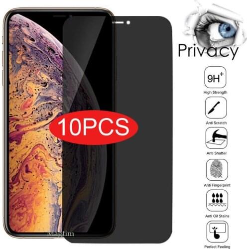 10PCS/lot Full Cover Anti-Spy Glass For iPhone 12 mini 11 Pro XS Max Screen Protector For iPhone XS MAX XR 7 8 PLUS 6S Film