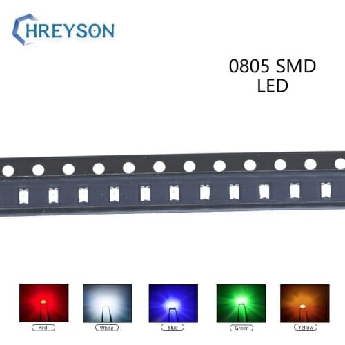 100pcs 0805 SMD LED Electron Component Blue Yellow White Green Red Orange Purple RGB High Light Emitting Diode DIY Kit