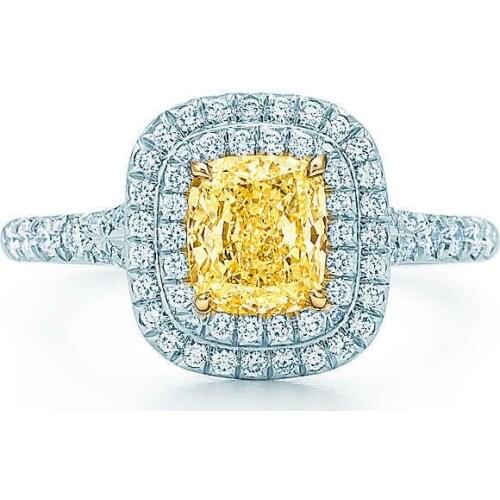 1Ct Yellow Cushion Cut fastoso Ring for your Love 925 Sterling Silver Ring Best Jewelry Best Gift