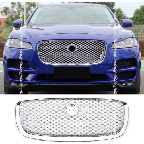2pcs For Jaguar F-PACE 2016-2020 ABS Chrome Front Bumper Grille Mesh Cover trim Assembly Car accessories