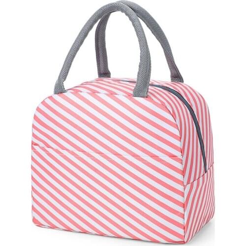 2020 Insulated Lunch Bag Thermal Stripe Tote Bags Cooler Picnic Food Lunch Box Bag For Kids Women Girls Ladies Men Children