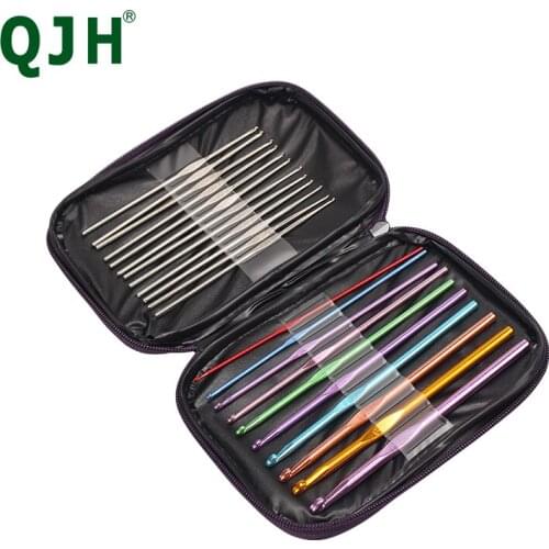 22pcs/Set Multicolour Aluminum Crochet Hook Knitting Needles Tool Weaving Sweater Single-end Crochet Sewing Needlework Accessory