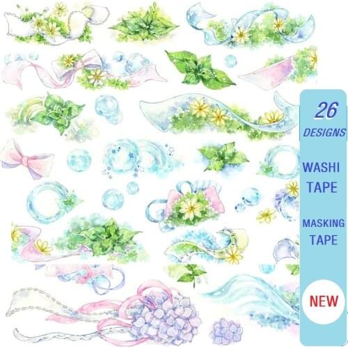 26 Designs Washi Tape Special Ink Planner Girls Japanese Decor Adhesive DIY Masking Paper Label Stickers Diary Scrapbooking Gift