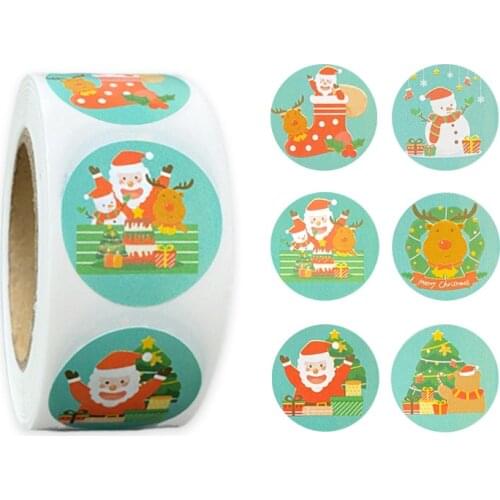 500 pcs /roll Hot Style 2.5cm Round shape Merry Christmas/Snow Gift party stickers teacher children reward label seal paste