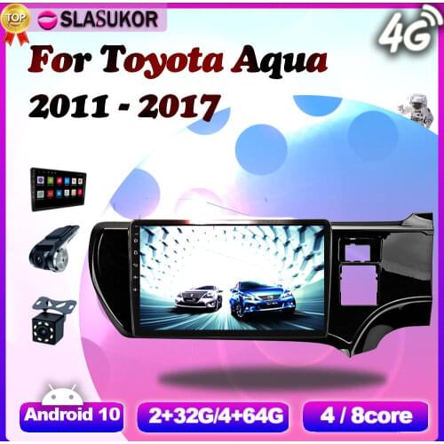 6+128G Android 10 For Toyota Aqua 2011 2012 2013 2014 2015 - 2017 4G RAM Auto Video Player Navigation Car GPS DVD Cable Canbus