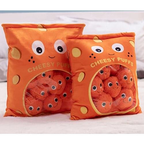 6pcs 9pcs a bag of cheesy puffs toy stuffed soft snack pillow plush puff toy kids toys birthday christmas gift for child