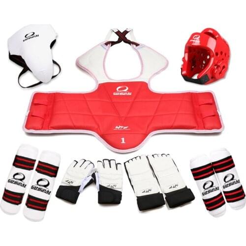 8 Pcs Adult Children Thickening Taekwondo Protector Taekwondon Helmet Hand Foot Gloves Chest Shin Arm Groin Guard Head protector