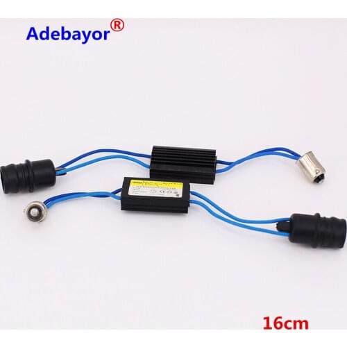 2Pcs Car BA9S Turn T10 LED Lamp Decoder Wiring Adapter LED Decoder Anti Flicker Warning Canceller Hard Socket Black parking