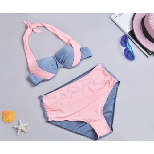 Women Sexy Beachwear Push Up Bikini Brazilian Biquini Swimsuits Swimwear Bikini Adjustable Neoprene High Waist Bathing Suit Set